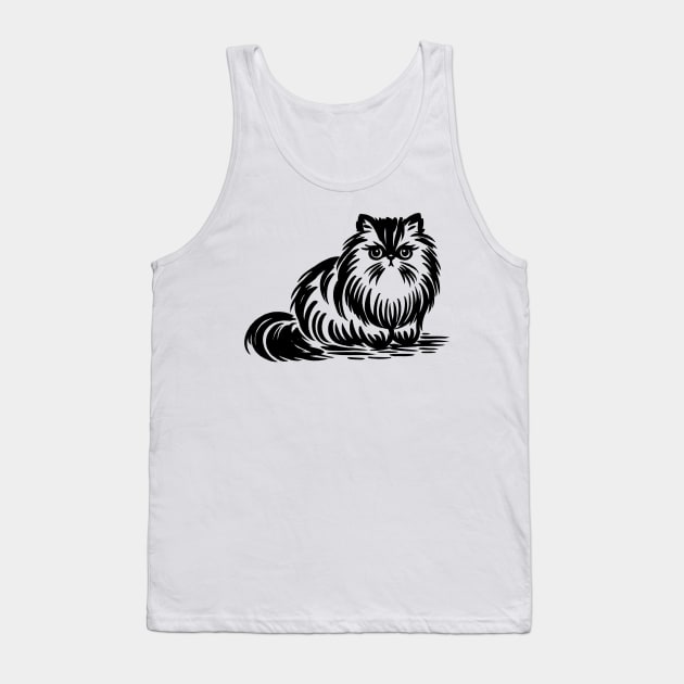 Stick figure of Persian cat in black ink Tank Top by WelshDesigns